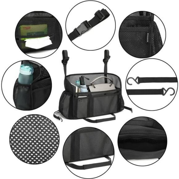 Car net Pocket Handbag Holder, Car Purse Holder, Car net Pocket (Black) - Picture 3 of 6